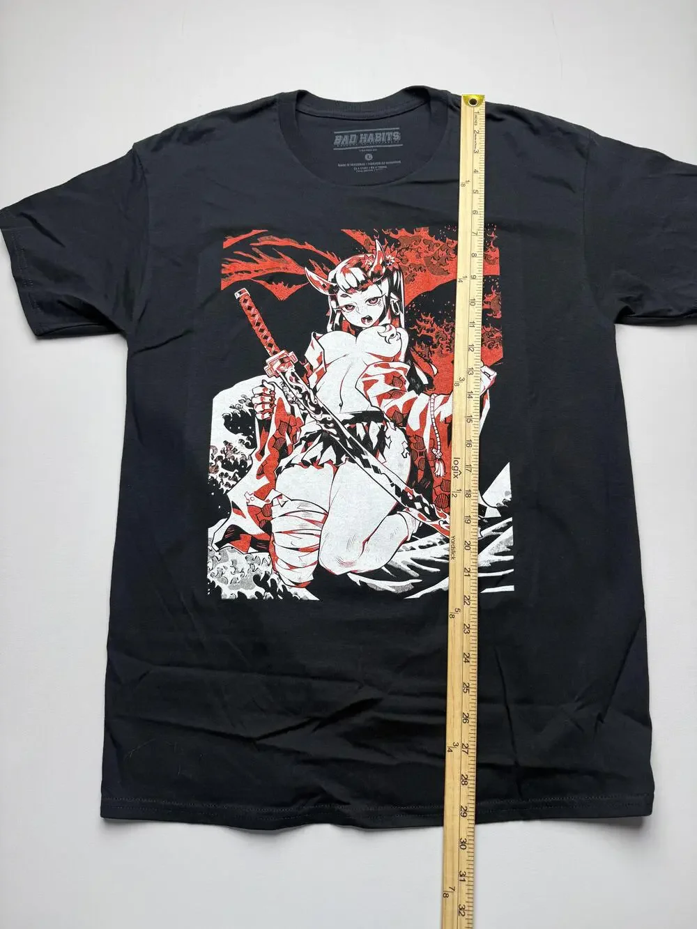 Bad Habits Shirt Mens Large Black Anime Samurai Girl Graphic Tee Tagless Manga